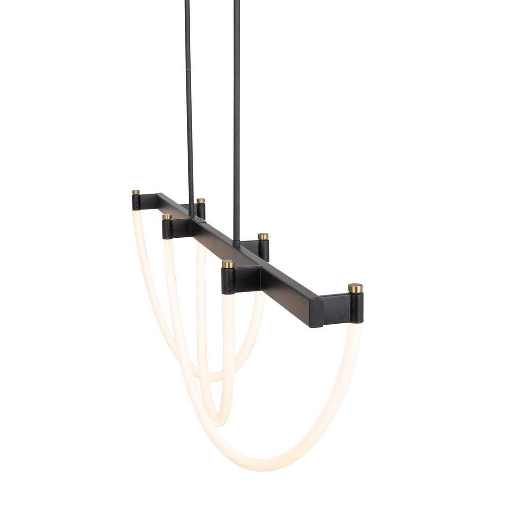 Artcraft Canada - AC6813BK - LED Island Pendant - Cascata - Black and Brushed Brass