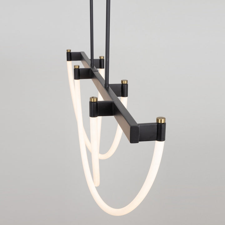 Artcraft Canada - AC6813BK - LED Island Pendant - Cascata - Black and Brushed Brass