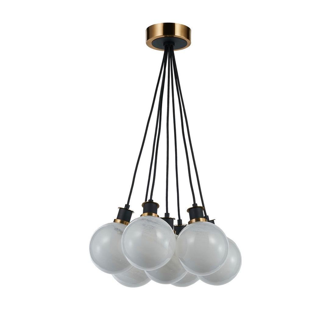 Artcraft Canada - AC11877SW - Seven Light Pendant - Gem - Black and Brushed Brass