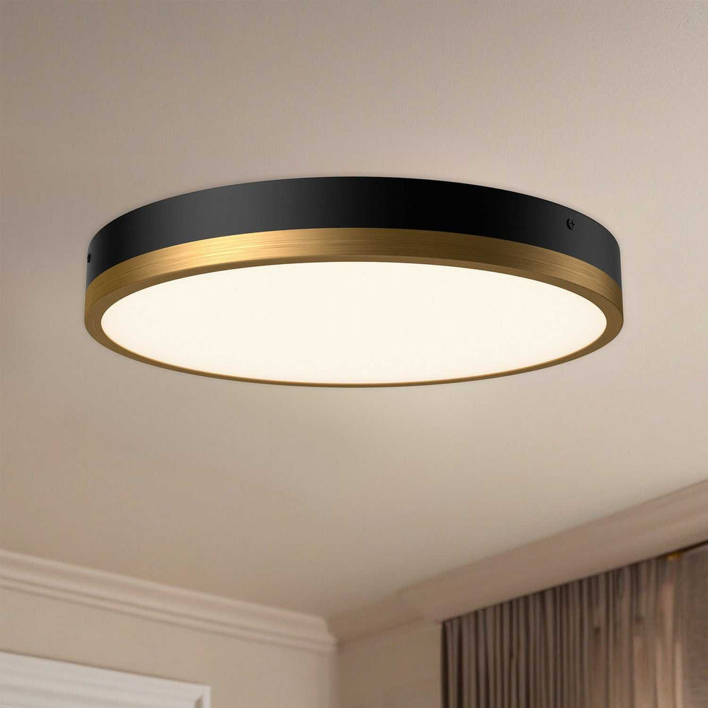 Adelaide LED Flush Mount in Aged Gold/Matte Black Alora Canada