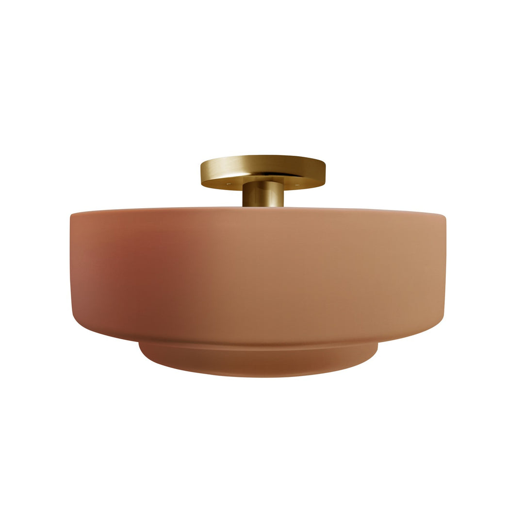 Justice Designs - CER-6363-ADOB-BRSS - One Light Semi-Flush Mount - Radiance - Adobe
