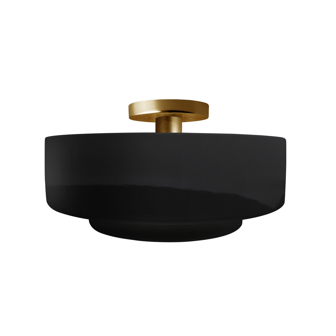 Justice Designs - CER-6363-BKMT-BRSS - One Light Semi-Flush Mount - Radiance - Gloss Black w/ Matte White