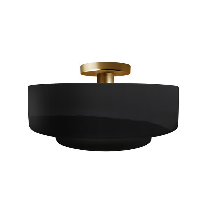 Justice Designs - CER-6363-BKMT-BRSS - One Light Semi-Flush Mount - Radiance - Gloss Black w/ Matte White