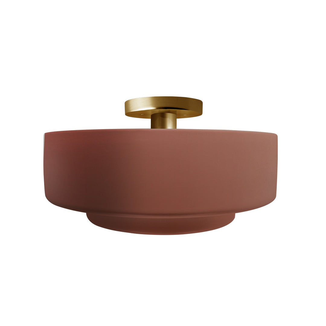 Justice Designs - CER-6363-CLAY-BRSS - One Light Semi-Flush Mount - Radiance - Canyon Clay