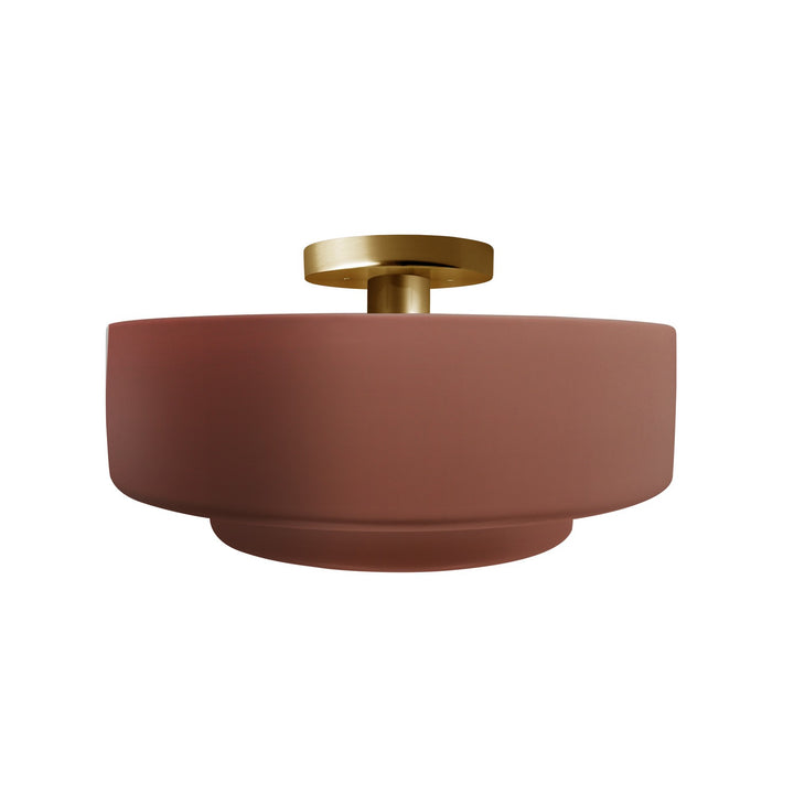 Justice Designs - CER-6363-CLAY-BRSS - One Light Semi-Flush Mount - Radiance - Canyon Clay