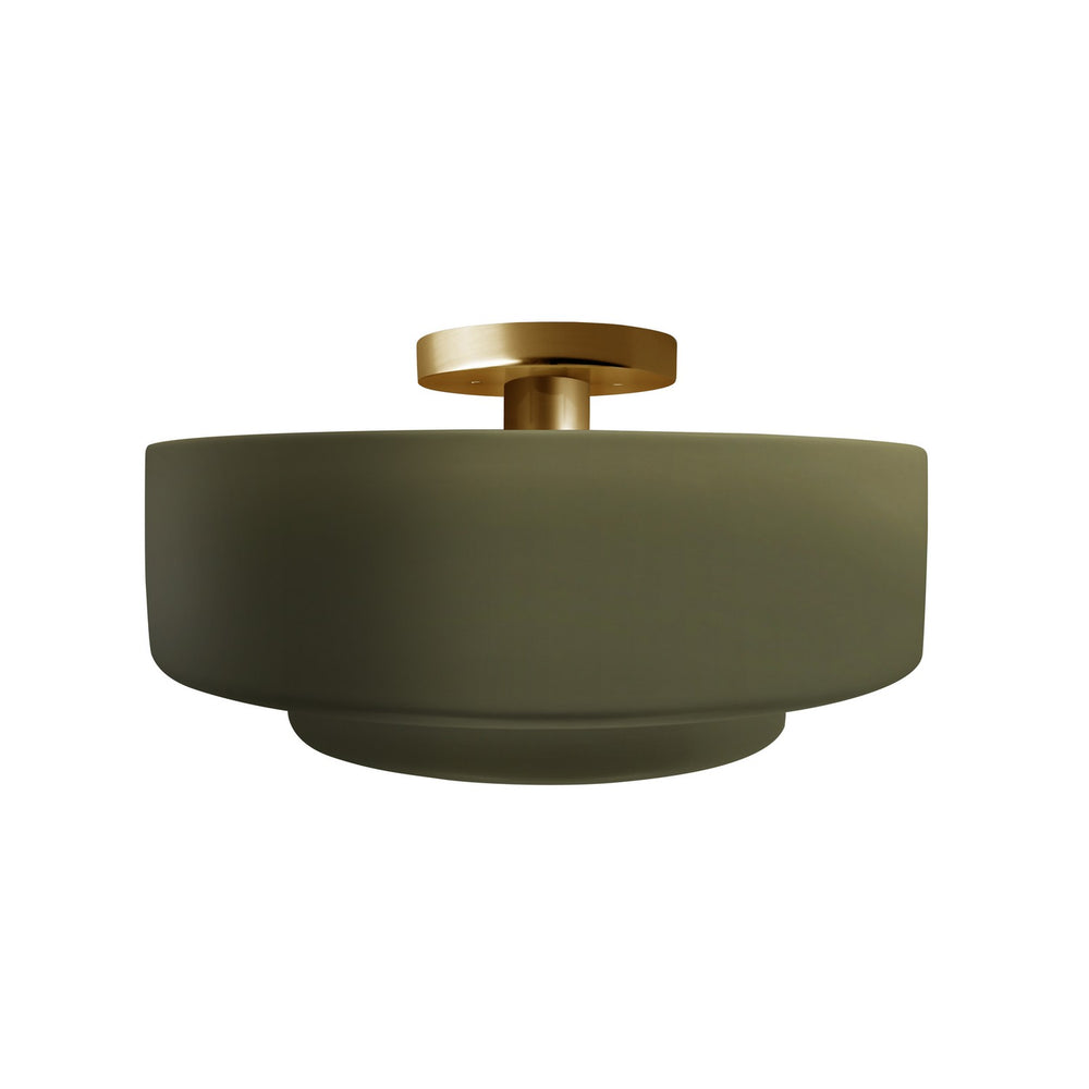Justice Designs - CER-6363-MGRN-BRSS - One Light Semi-Flush Mount - Radiance - Matte Green