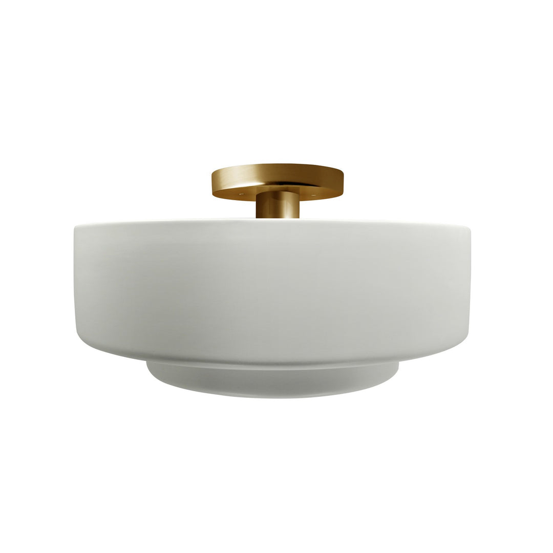 Justice Designs - CER-6363-MTGD-BRSS - One Light Semi-Flush Mount - Radiance - Matte White w/ Champagne Gold