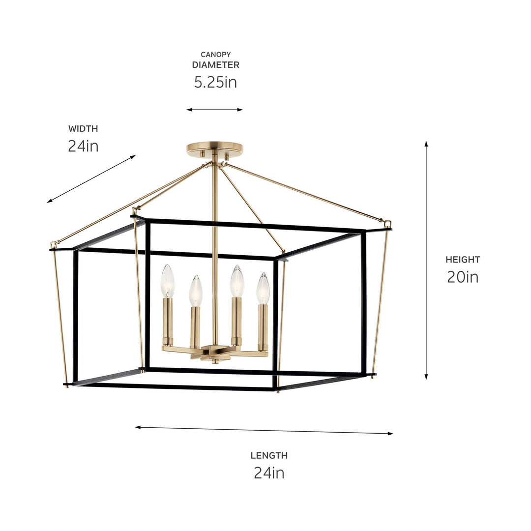 Kichler Canada - 52632CPZ - Four Light Semi Flush Mount - Eisley - Champagne Bronze