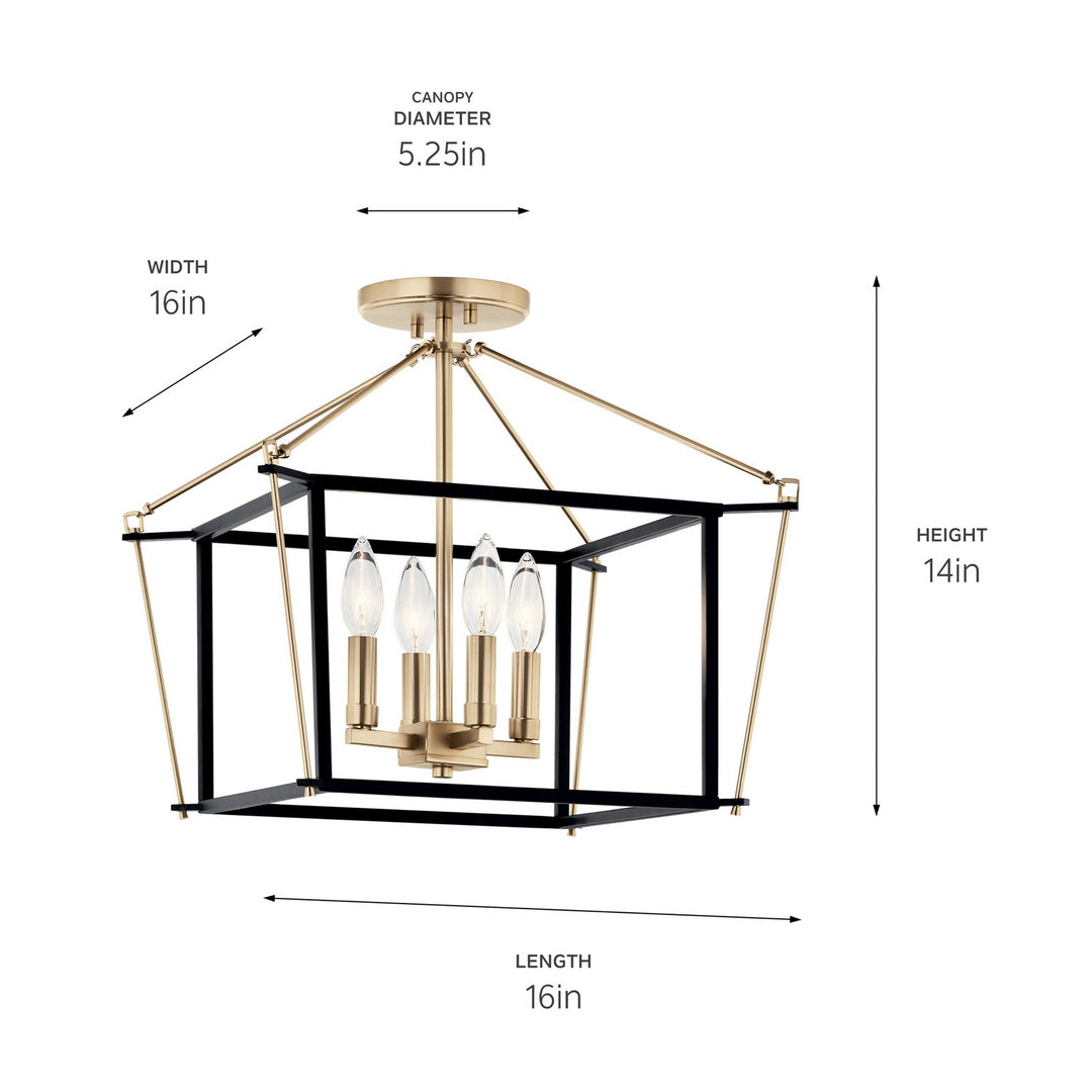 Kichler Canada - 52633CPZ - Four Light Semi Flush Mount - Eisley - Champagne Bronze
