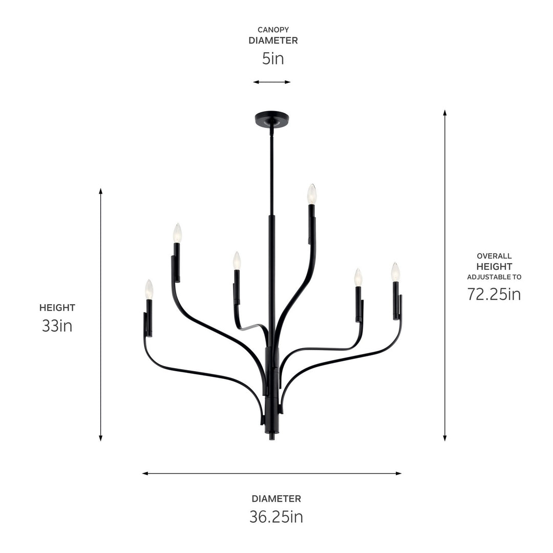 Kichler Canada - 52673BK - Six Light Chandelier - Livadia - Black