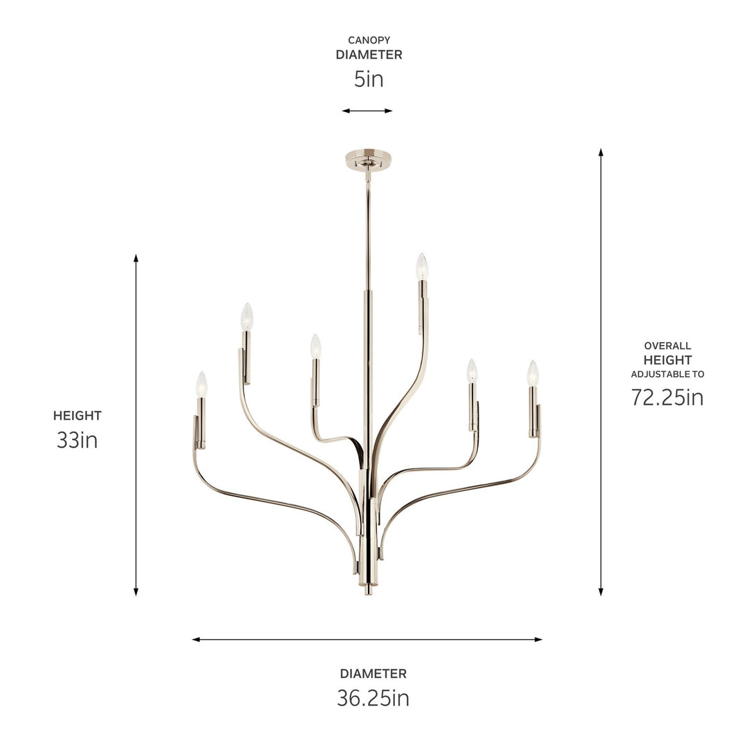 Kichler Canada - 52673PN - Six Light Chandelier - Livadia - Polished Nickel