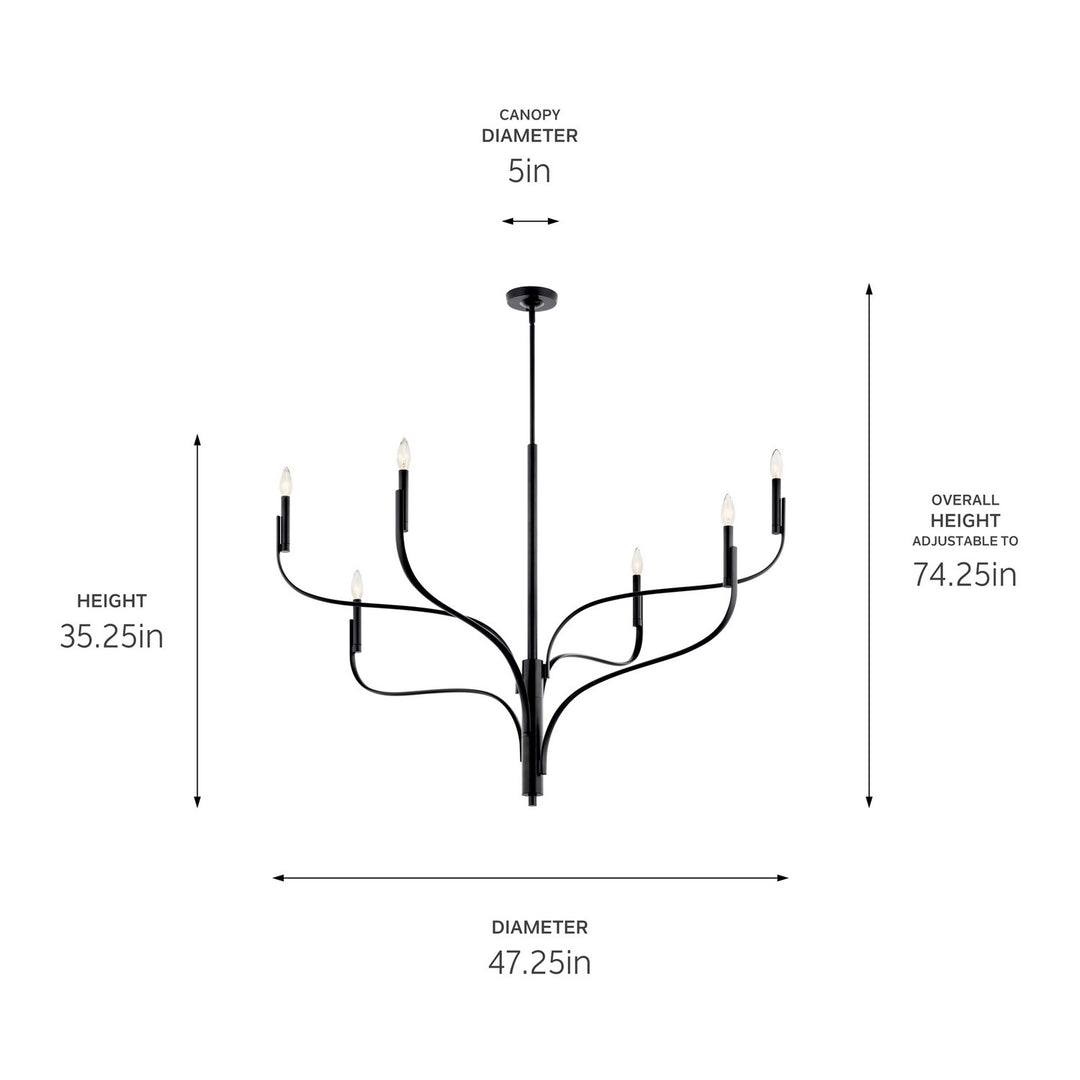 Kichler Canada - 52674BK - Six Light Chandelier - Livadia - Black