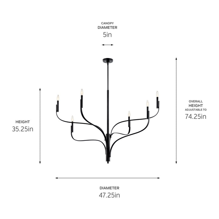 Kichler Canada - 52674BK - Six Light Chandelier - Livadia - Black