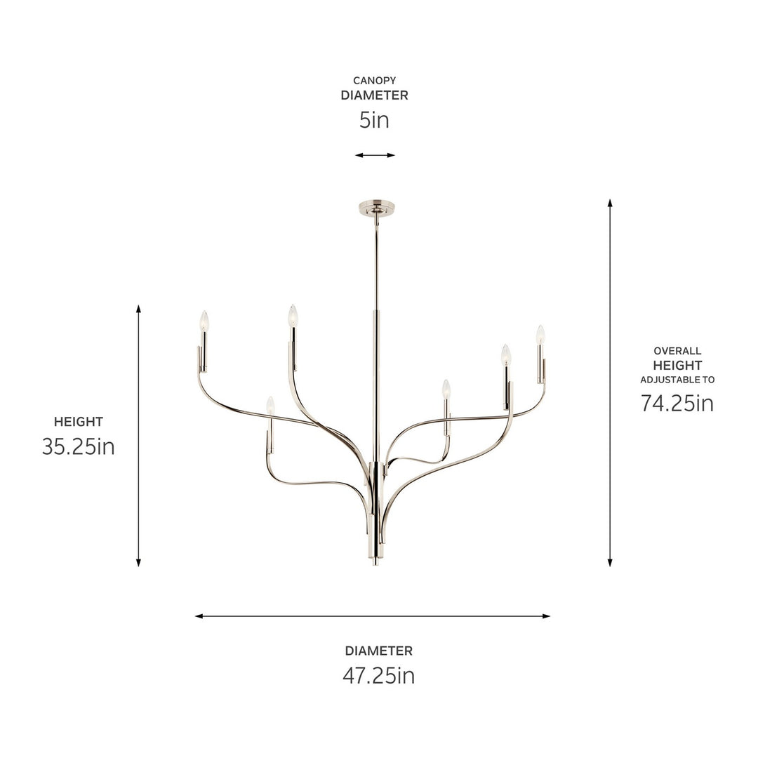 Kichler Canada - 52674PN - Six Light Chandelier - Livadia - Polished Nickel