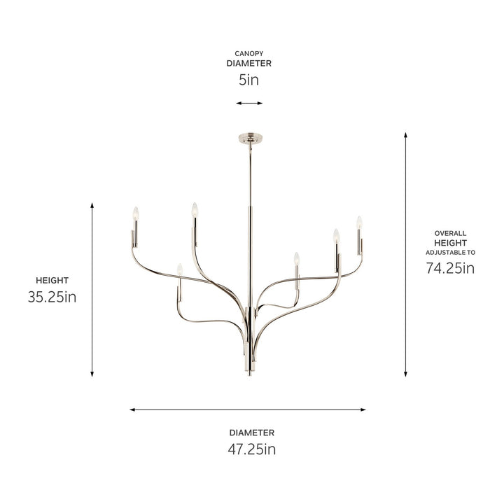 Kichler Canada - 52674PN - Six Light Chandelier - Livadia - Polished Nickel