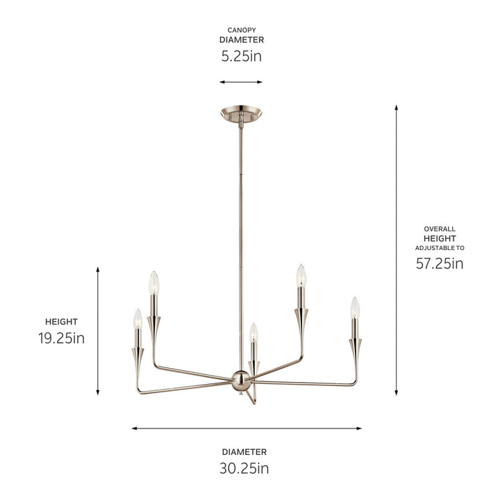 Kichler Canada - 52689PN - Five Light Chandelier - Alvaro - Polished Nickel