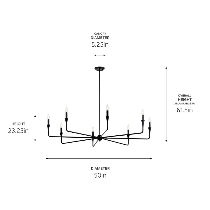 Kichler Canada - 52691BK - Eight Light Chandelier - Alvaro - Black