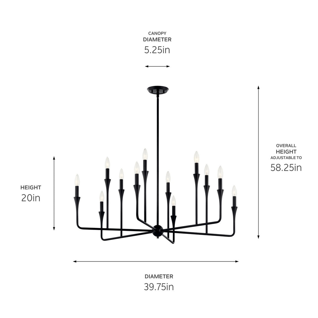 Kichler Canada - 52692BK - 12 Light Chandelier - Alvaro - Black