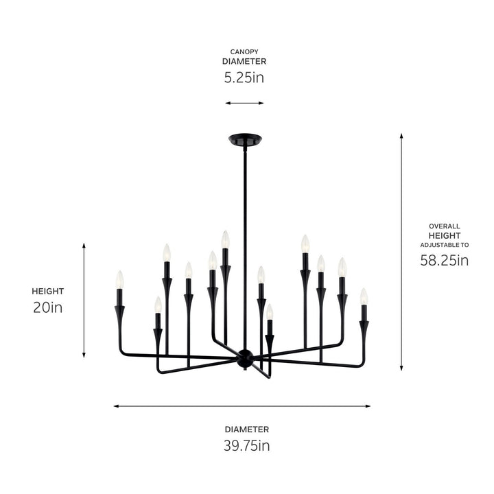 Kichler Canada - 52692BK - 12 Light Chandelier - Alvaro - Black