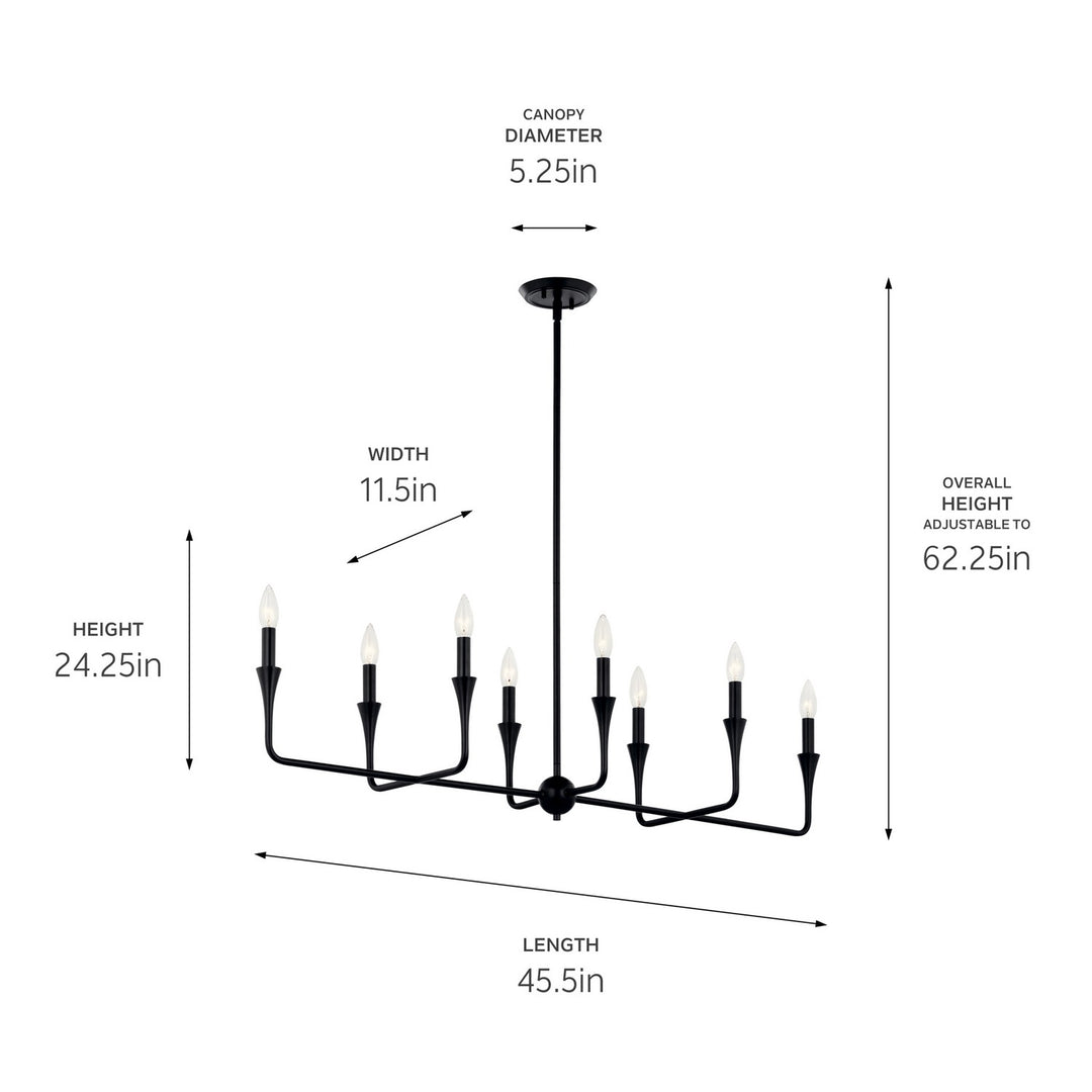 Kichler Canada - 52693BK - Eight Light Linear Chandelier - Alvaro - Black