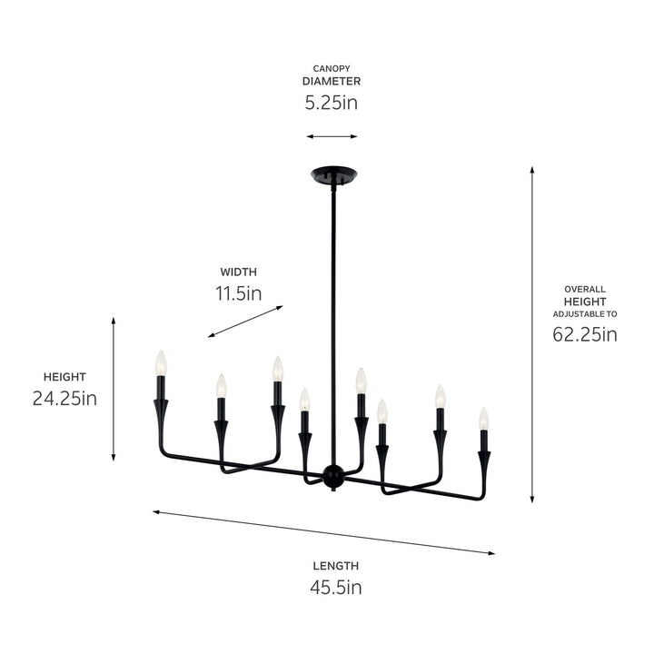 Kichler Canada - 52693BK - Eight Light Linear Chandelier - Alvaro - Black