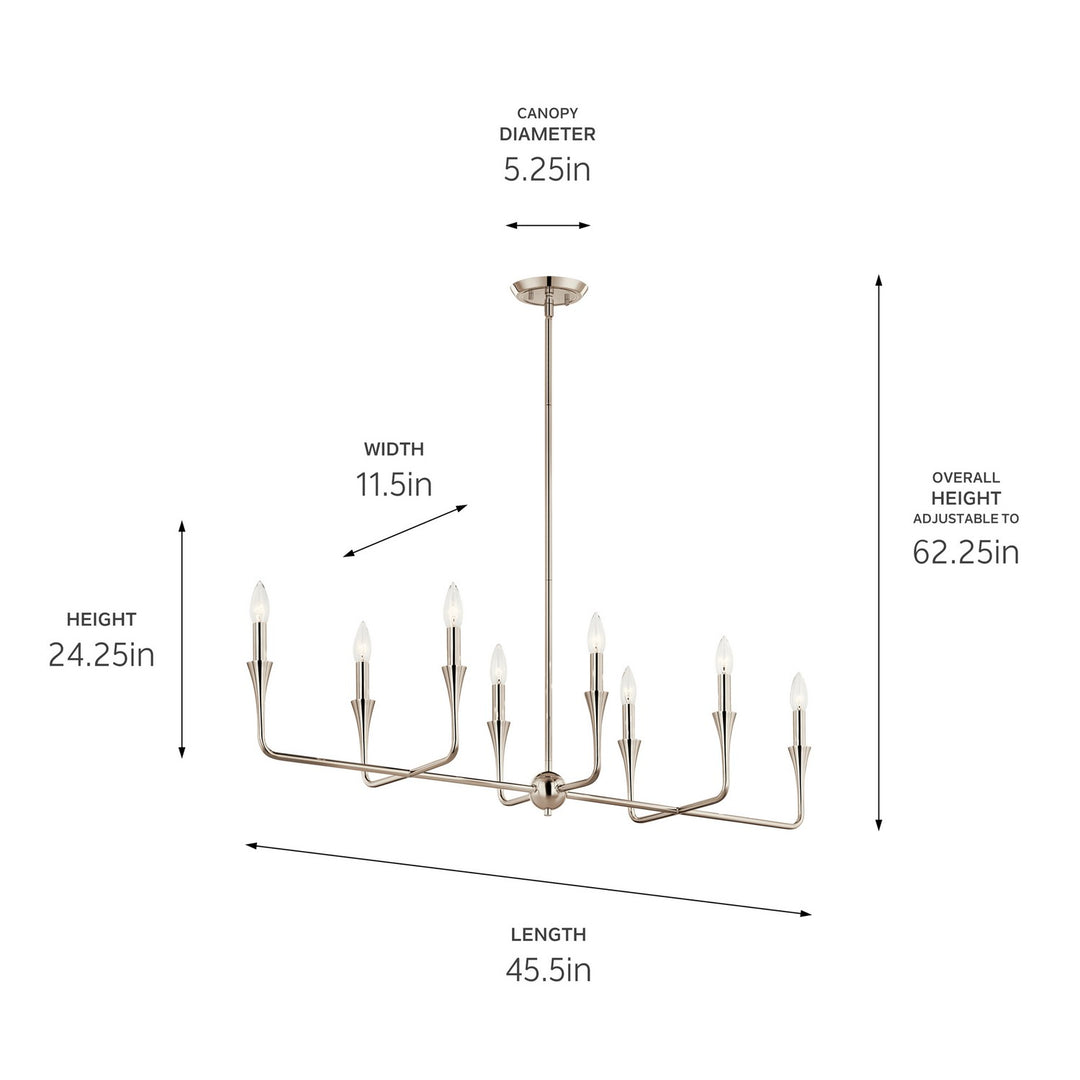 Kichler Canada - 52693PN - Eight Light Linear Chandelier - Alvaro - Polished Nickel