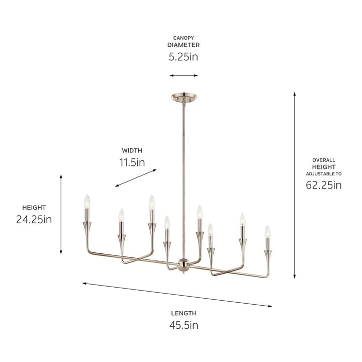 Kichler Canada - 52693PN - Eight Light Linear Chandelier - Alvaro - Polished Nickel