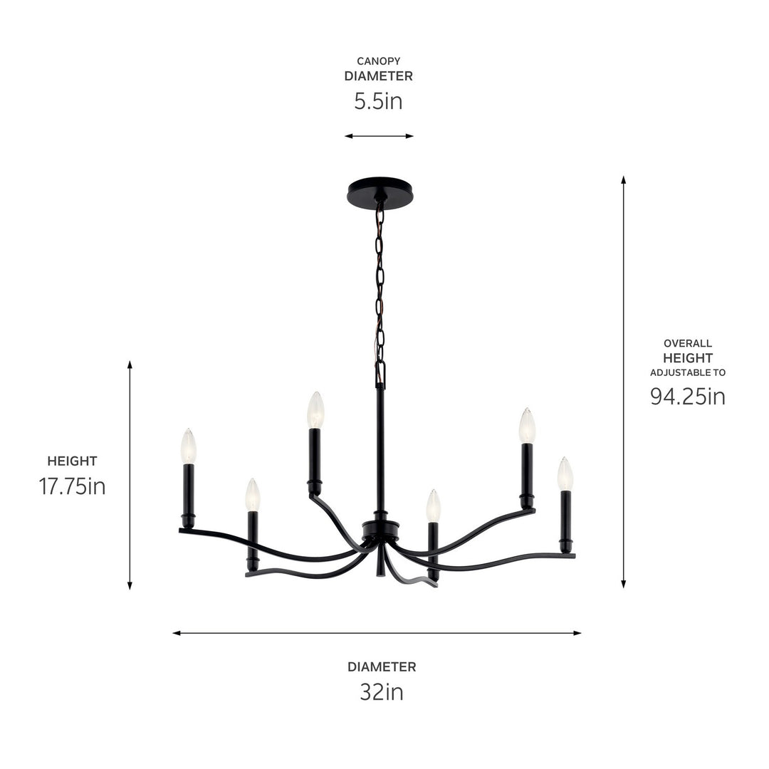 Kichler Canada - 52695BK - Six Light Chandelier - Malene - Black