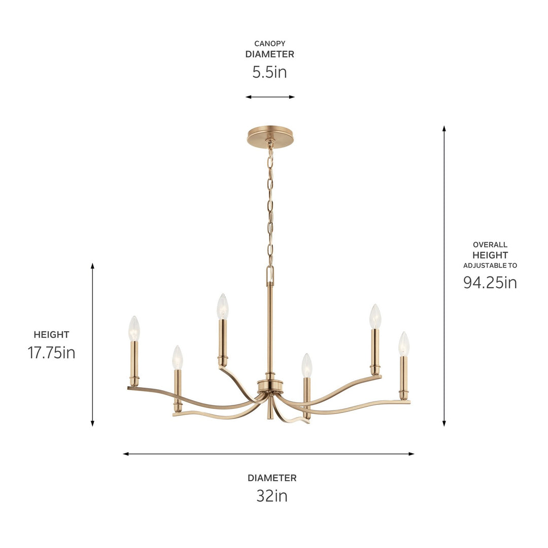 Kichler Canada - 52695CPZ - Six Light Chandelier - Malene - Champagne Bronze