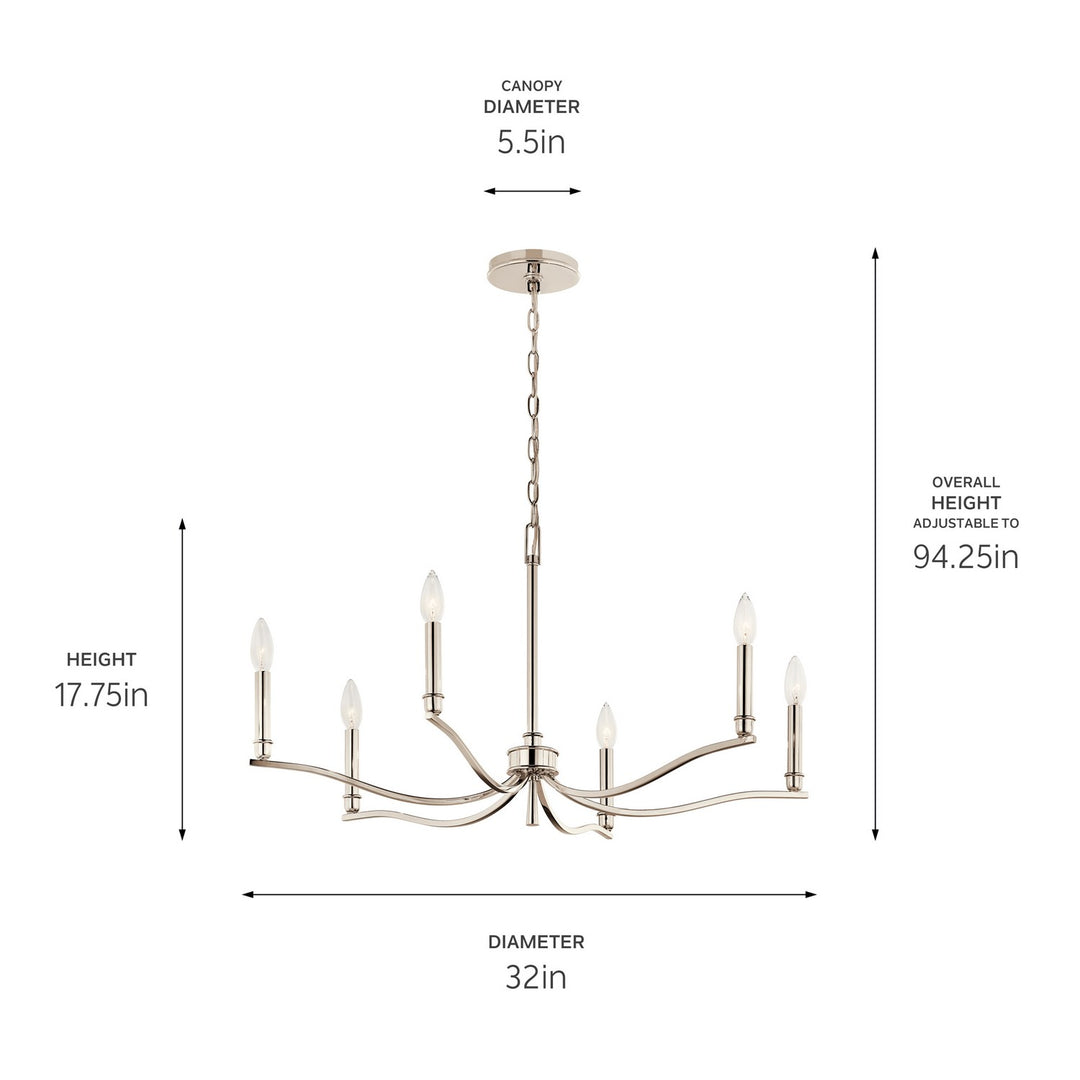 Kichler Canada - 52695PN - Six Light Chandelier - Malene - Polished Nickel