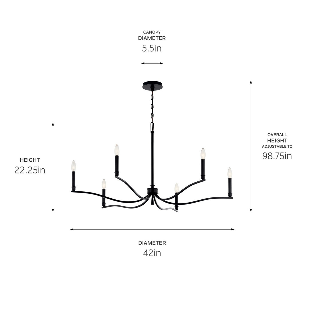 Kichler Canada - 52696BK - Six Light Chandelier - Malene - Black