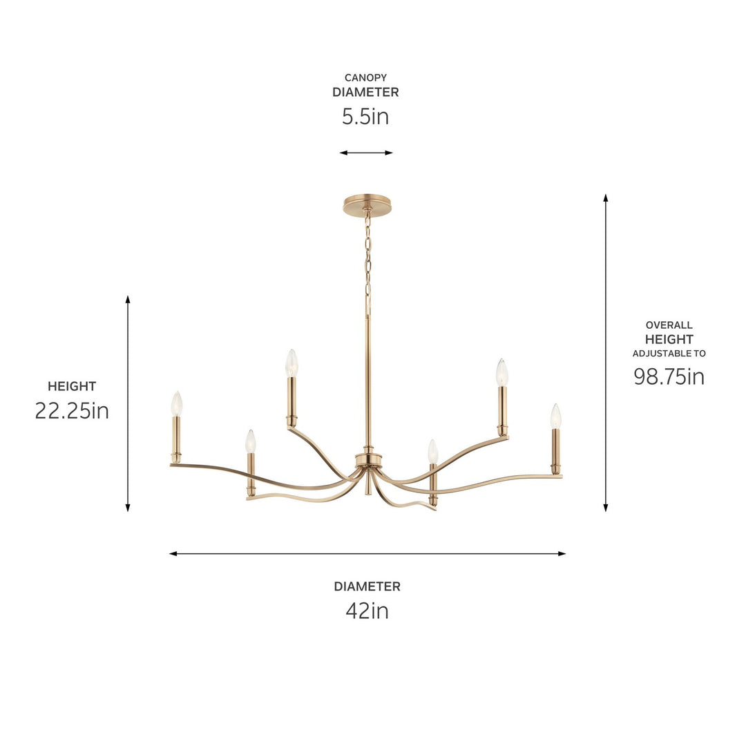 Kichler Canada - 52696CPZ - Six Light Chandelier - Malene - Champagne Bronze