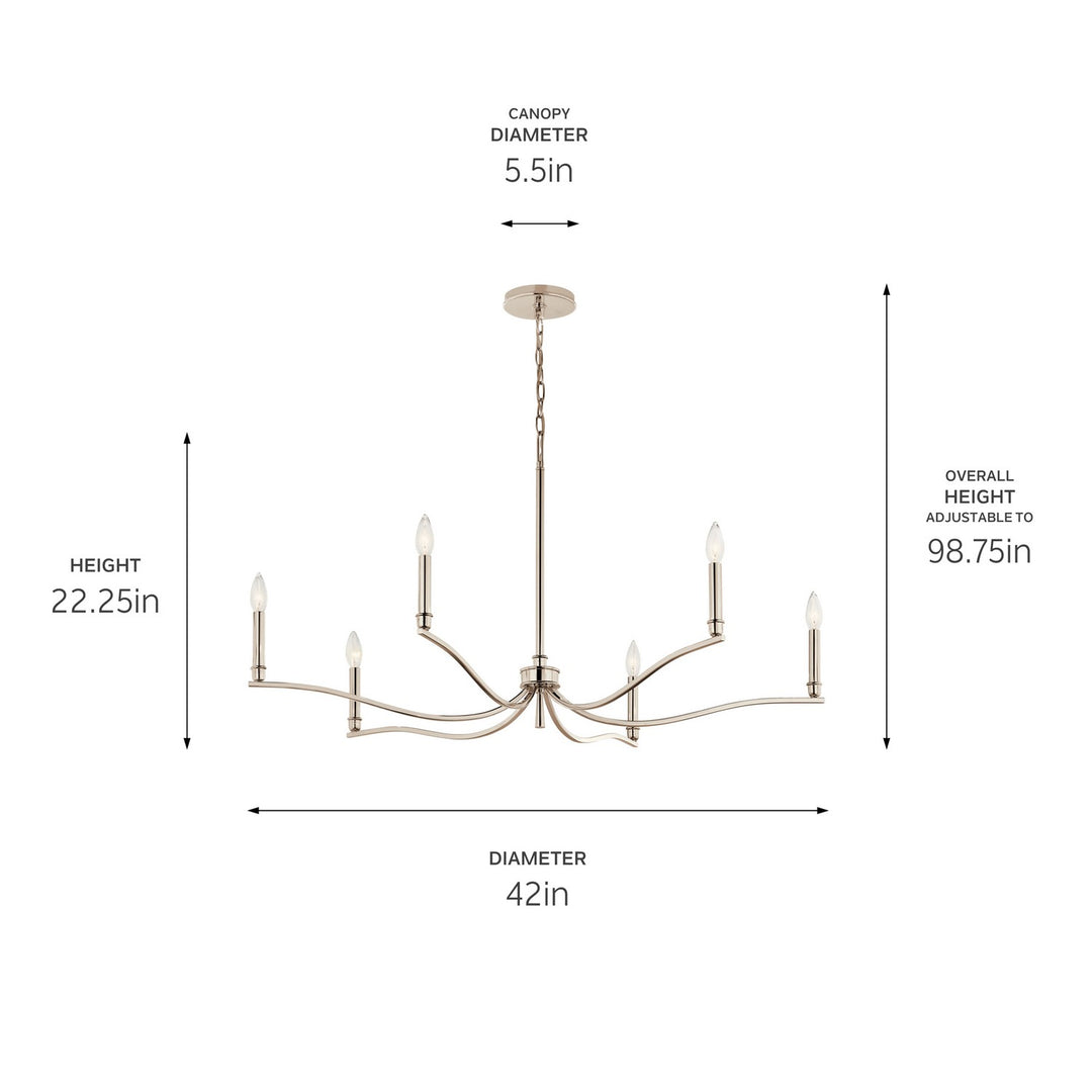 Kichler Canada - 52696PN - Six Light Chandelier - Malene - Polished Nickel