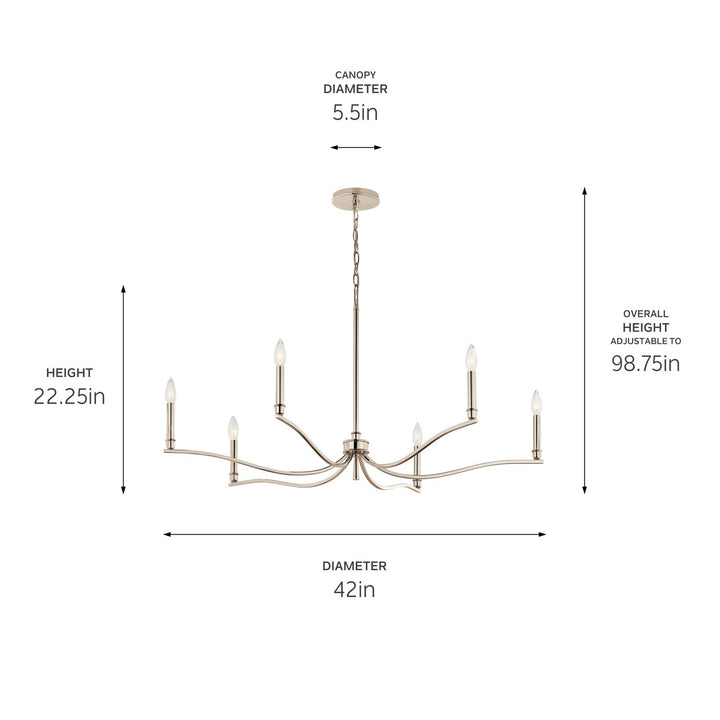 Kichler Canada - 52696PN - Six Light Chandelier - Malene - Polished Nickel