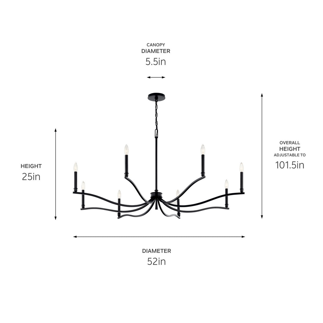 Kichler Canada - 52697BK - Eight Light Chandelier - Malene - Black