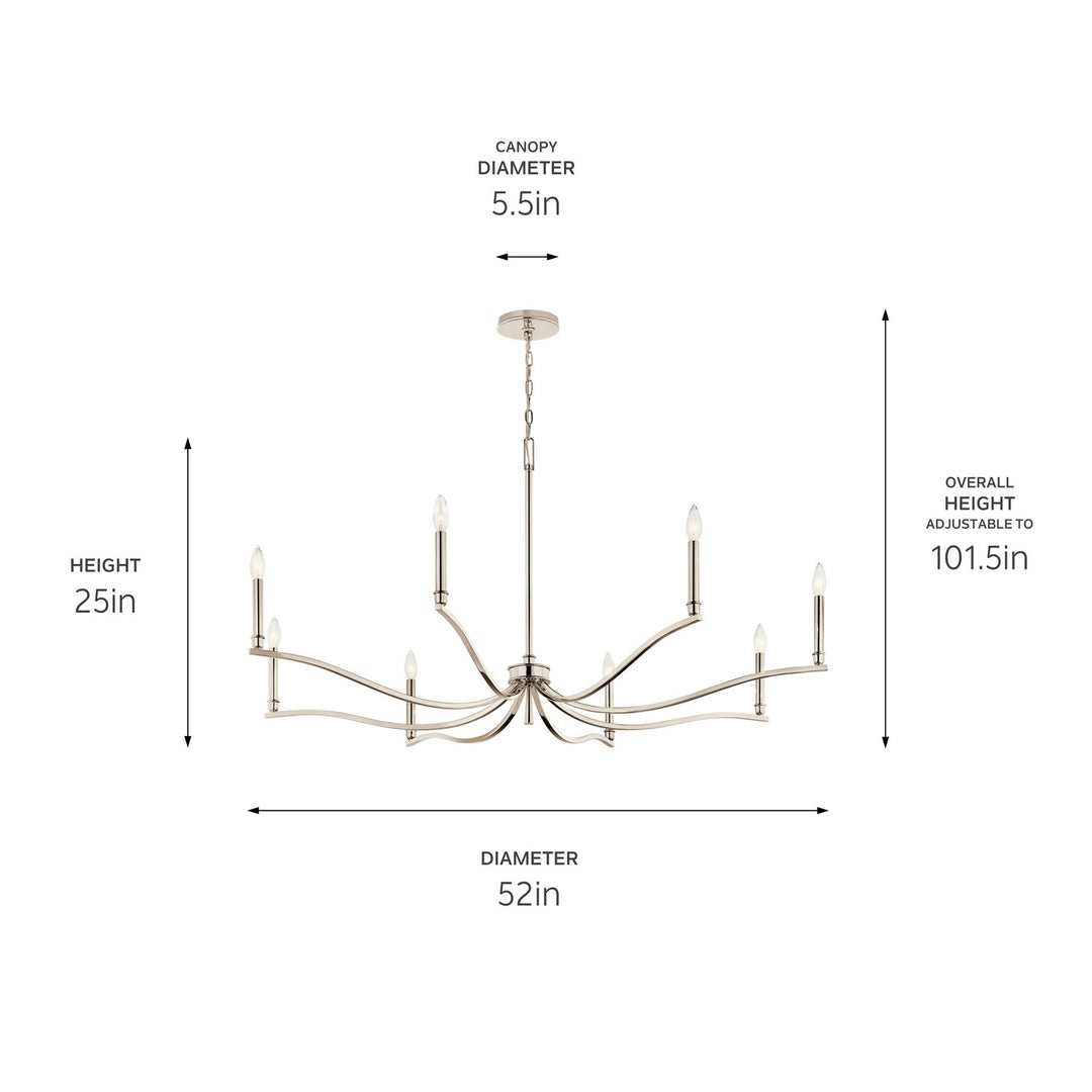 Kichler Canada - 52697PN - Eight Light Chandelier - Malene - Polished Nickel