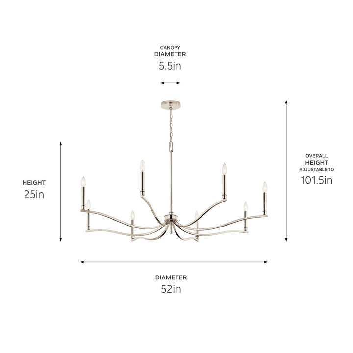 Kichler Canada - 52697PN - Eight Light Chandelier - Malene - Polished Nickel