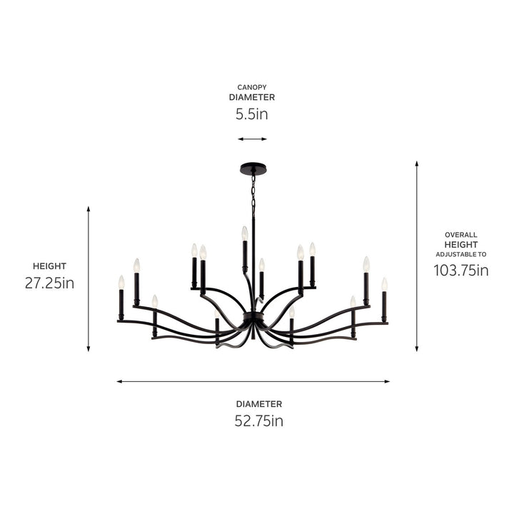 Kichler Canada - 52698BK - 14 Light Chandelier - Malene - Black