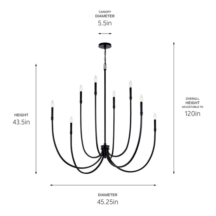 Kichler Canada - 52699BK - Eight Light Foyer Chandelier - Malene - Black