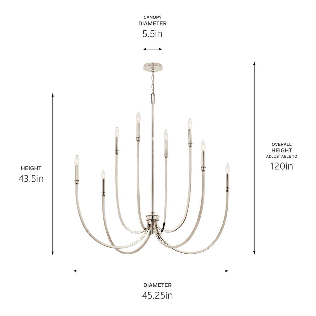 Kichler Canada - 52699PN - Eight Light Foyer Chandelier - Malene - Polished Nickel