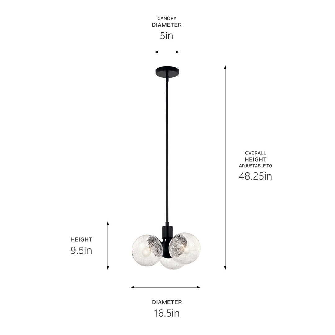 Kichler Canada - 52700BK - Three Light Chandelier/Semi Flush - Silvarious - Black