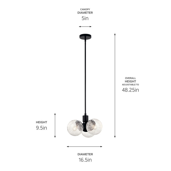 Kichler Canada - 52700BK - Three Light Chandelier/Semi Flush - Silvarious - Black