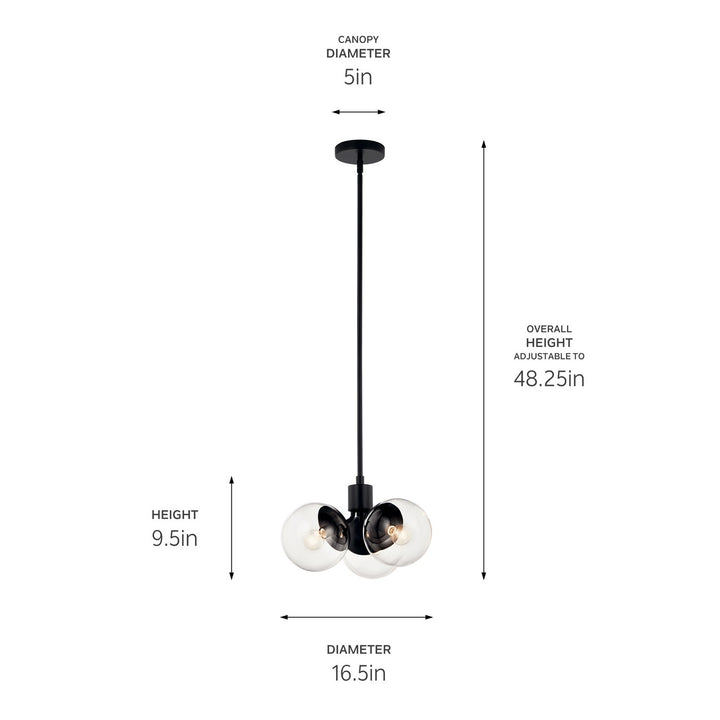 Kichler Canada - 52700BKCLR - Three Light Chandelier/Semi Flush - Silvarious - Black