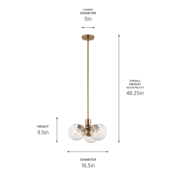 Kichler Canada - 52700CPZ - Three Light Chandelier/Semi Flush - Silvarious - Champagne Bronze