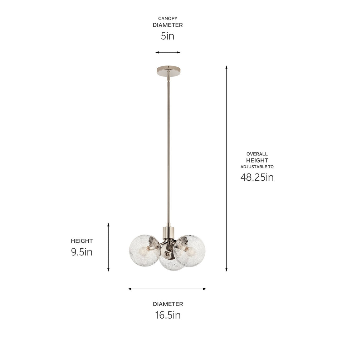 Kichler Canada - 52700PN - Three Light Chandelier/Semi Flush - Silvarious - Polished Nickel