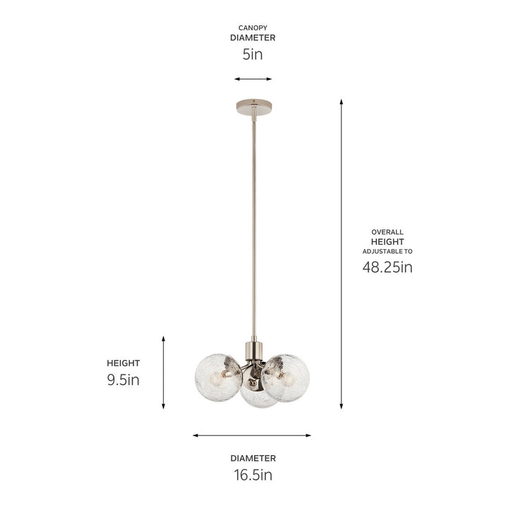 Kichler Canada - 52700PN - Three Light Chandelier/Semi Flush - Silvarious - Polished Nickel
