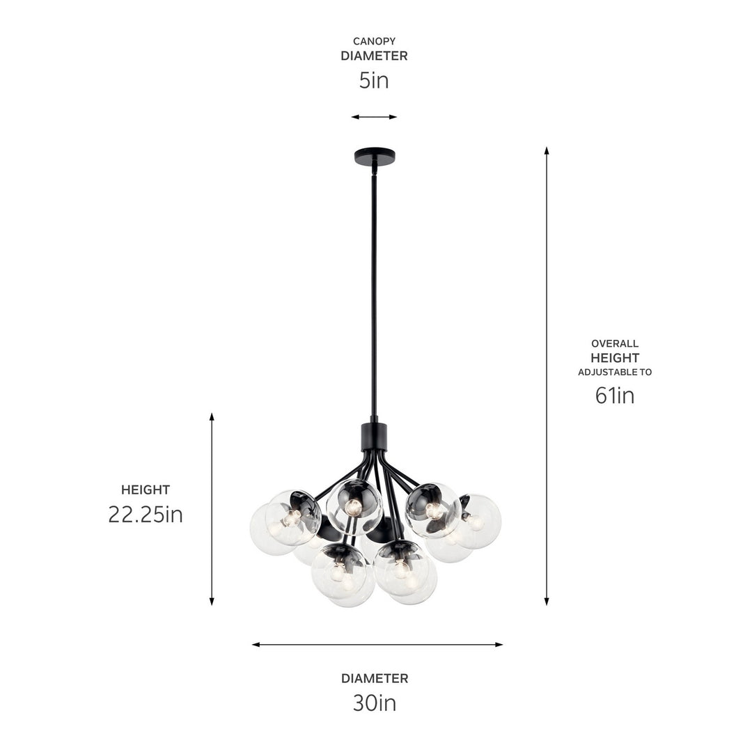 Kichler Canada - 52701BKCLR - 12 Light Chandelier Convertible - Silvarious - Black