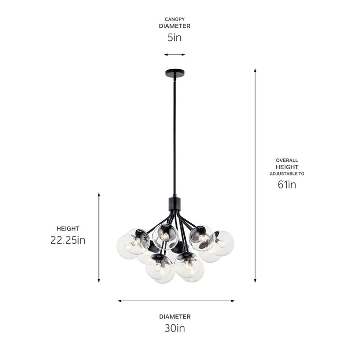 Kichler Canada - 52701BKCLR - 12 Light Chandelier Convertible - Silvarious - Black