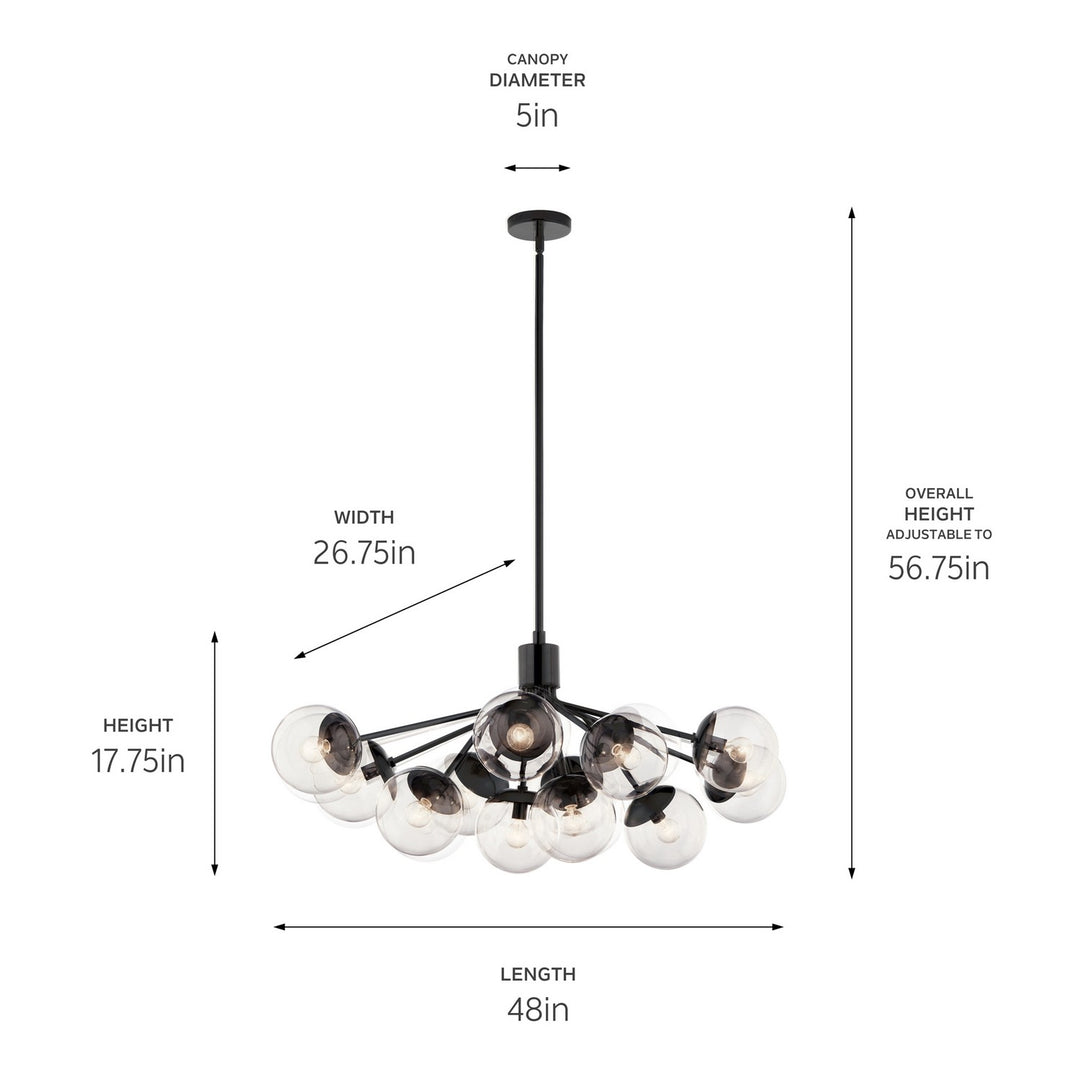 Kichler Canada - 52703BKCLR - 12 Light Linear Chandelier Convertible - Silvarious - Black