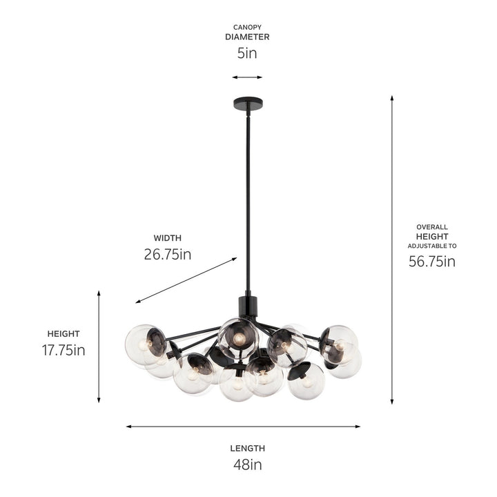Kichler Canada - 52703BKCLR - 12 Light Linear Chandelier Convertible - Silvarious - Black